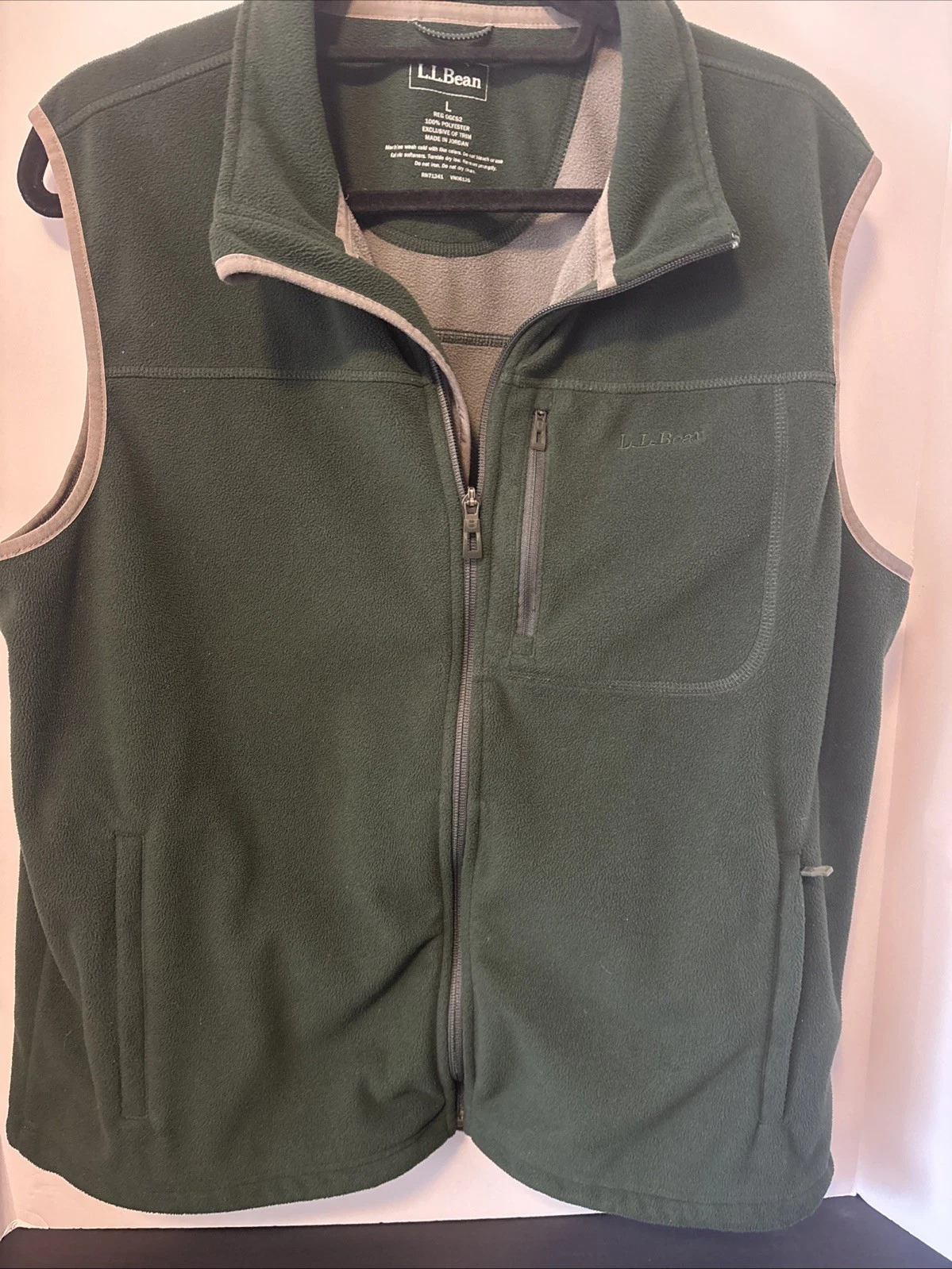 L.L. Bean Men's Comfy Fleece Hunter Green Vest Size Large Full Zip