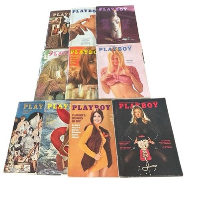Vintage 1972 Playboy Magazine Lot Of 10 W/ Centerfolds NO SEPT OR DEC