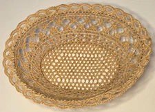 Woven Basket Wicker Grass Straw Lacy Boho Cottagecore Farmhouse Shabby Vintage