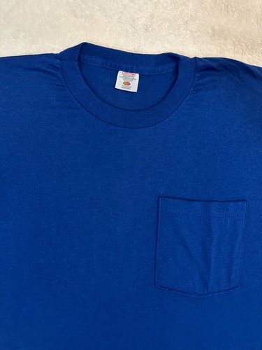 Vintage 1990s 90s Y2K 2000s Hanes Blank Basic Pocket T-Shirt, Royal Blue XL NEW