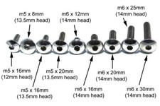 Yamaha R1 R6 etc Fairing Bolts Stainless Pan Button Head Select Size m5 m6 Bolt