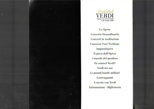 Festival Verdi Parma E Le Terre Di Verdi Ottobre 2008 Ref E27H - Picture 2 of 12