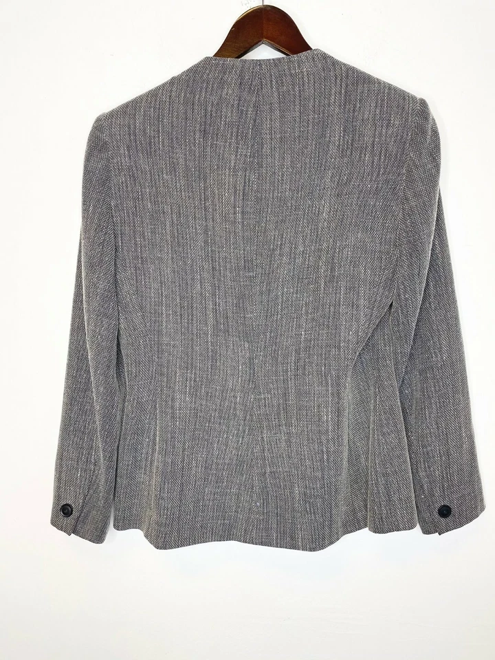 BILL BLASS 2 piezas Negro Beige Azul Mezcla de Lino Traje CONJUNTO Blazer Chaqueta + Falda 8 M Foto 3 de 4