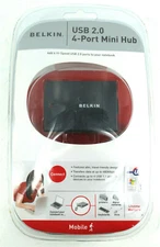 New BELKIN USB 2.0 4-PORT Mini Hub P47182 Multi Use Mobile Travel F5U215VMOB