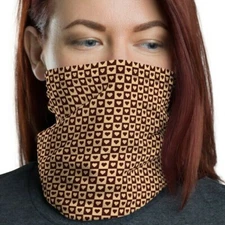 Fashion Hearts Neck Gaiter, Face Mask, Checkers Pattern, Washable, Reusable