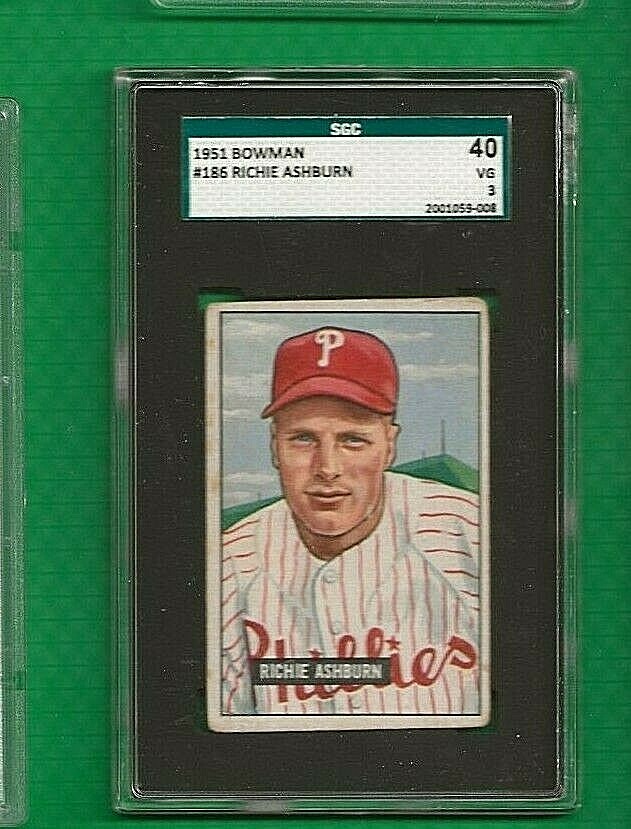 1951 Bowman Richie Ashburn Philadelphia Phillies  #186  🚀😳💥 SGC Graded 3
