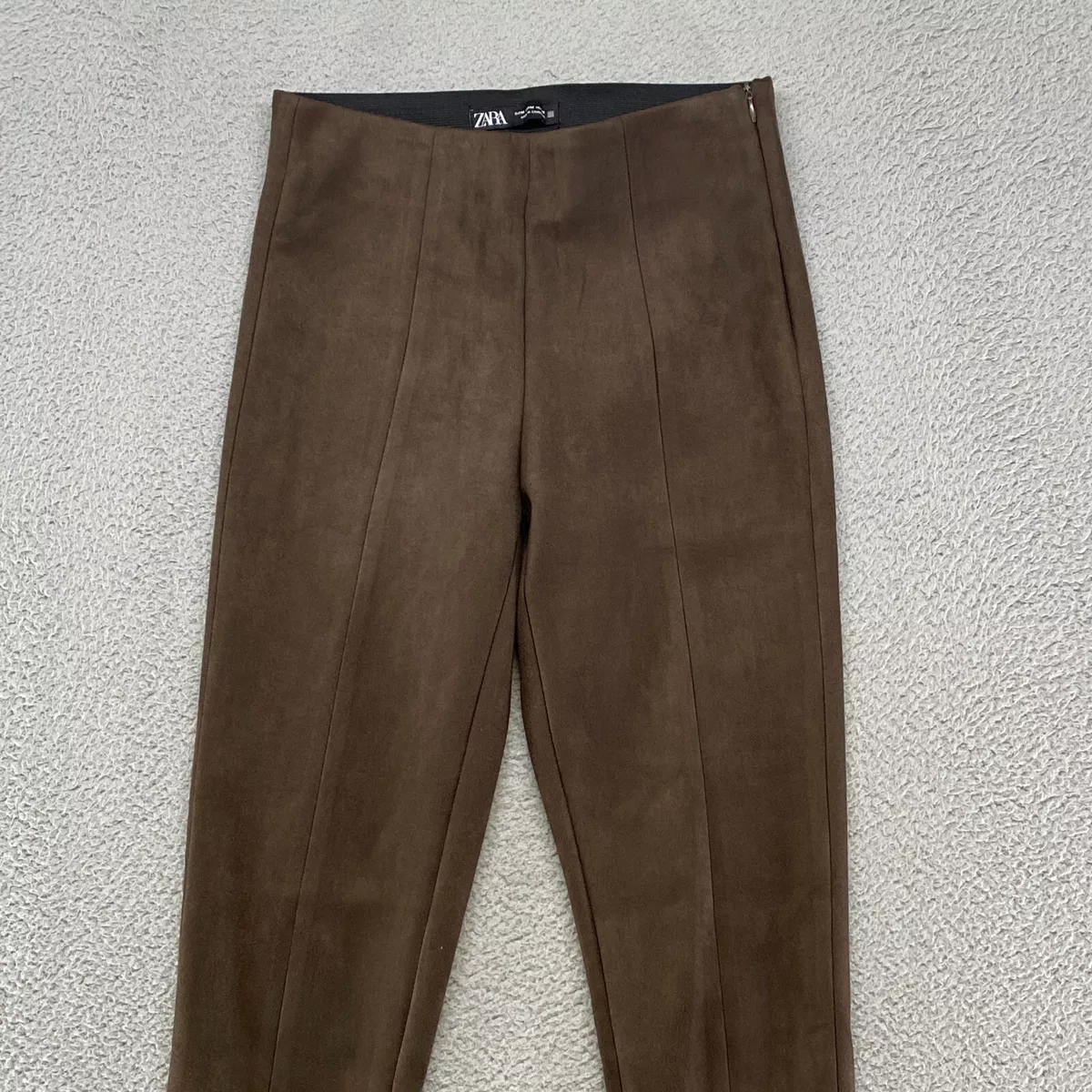 Zara Pants Womens Medium Faux Suede Skinny Front Seam High Rise