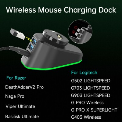 Mouse Charging Dock for Razer DeathAdder V2 Pro/Naga Pro/Viper/Basilisk Ultimate
