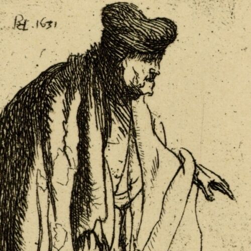 Rembrandt Ein Bettler Porträt antike Heliographie Radierung 19. Jh. - Bild 1 von 5