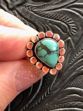Artisan Southwest Blue Turquoise Ring Flower Petal Design size 7.5