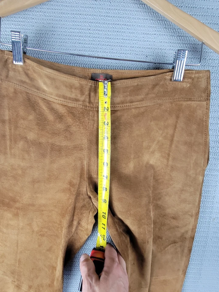 Danier leather pants suede size 6 brown 29 x 33 side zip womens - Image 4 of 4