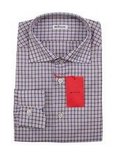 Kiton Blue Plaid Cotton Shirt - Slim - KT1182210 