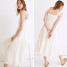 NEW Madewell Eyelet Lucie Tie-Strap Tiered Midi Dress, XXL