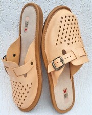 Slippers-slides size 46 real cowhide leather comfortable, natural 2nd choice