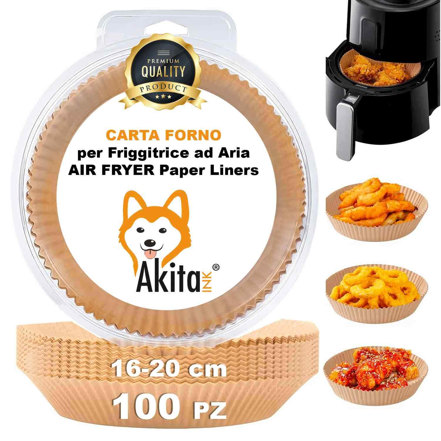Carta per Friggitrice ad Aria Antiaderente 100 Fogli da Forno 16-20 cm