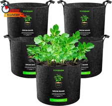 VIVOSUN 5-Pack 5 Gallon Fabric Grow Bags – Heavy Duty 300G Pots w/ Handles