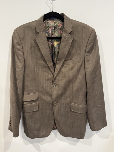 TED BAKER LONDON MENS BLAZER TIGHT LINES BROWN JACKET PLAID 2 BUTTON 38 R