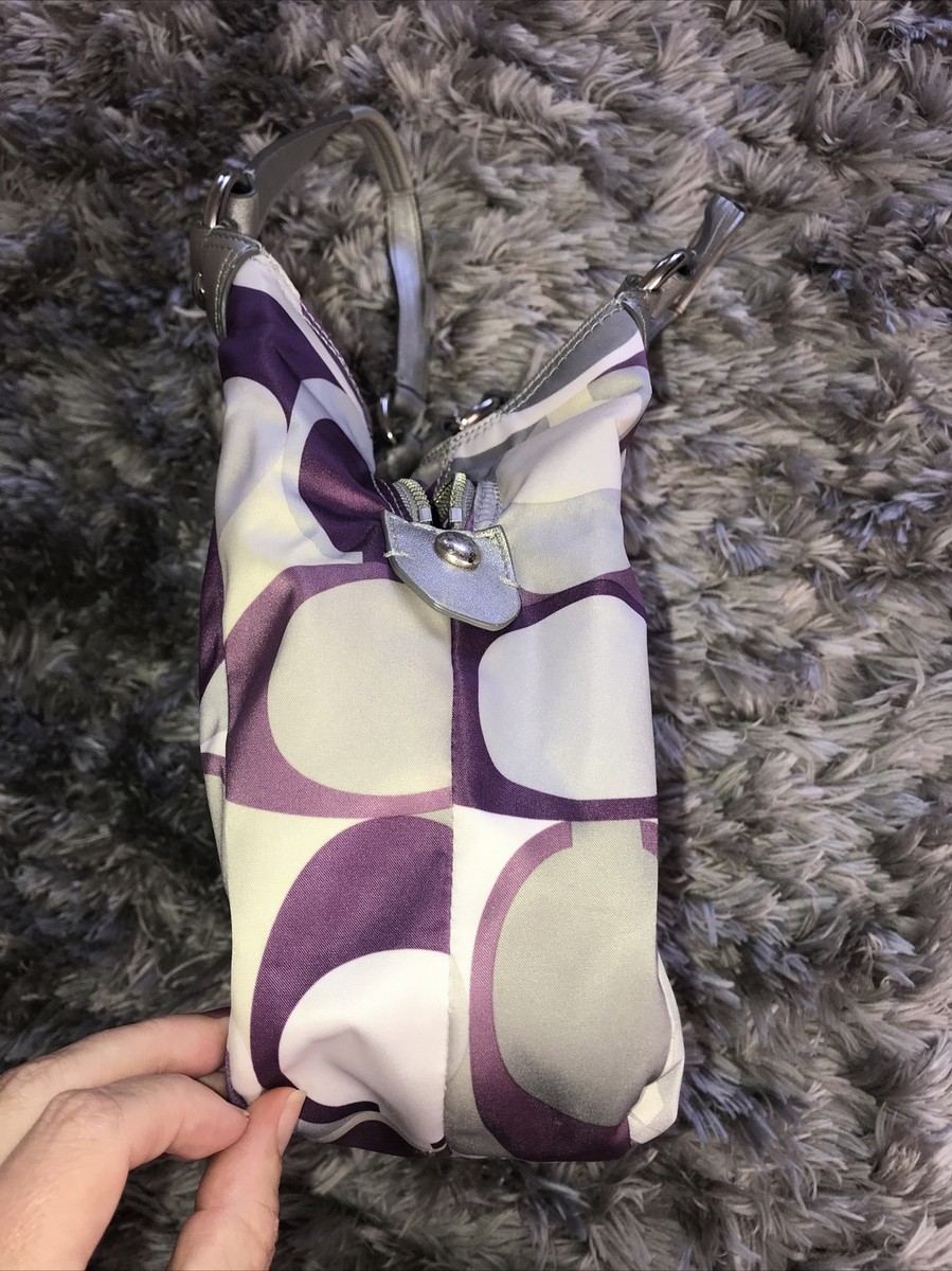 Coach F17406 Signature Soho Satin Scarf Print Hobo Bag Purse Coach F17406 Signature Soho Satin Scarf Print Hobo Bag Purse