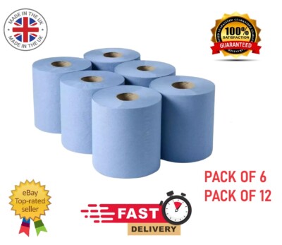 6, 12 blaue Mittelvorschubrollen 150m !! 2-lagige Küchenrolle SCHWERLAST GROSSE ROLLEN