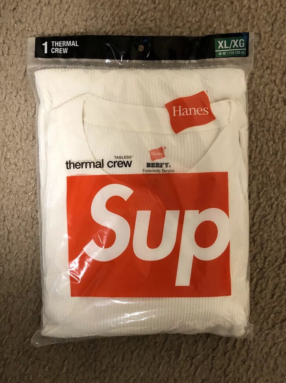 SUPREME Hanes Thermal Crew Tagless Long Sleeve Shirt XL *NEW* Authentic RARE!