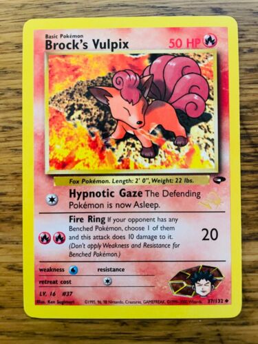 Brock's Vulpix (37/132) Wizard Gold W Stamp Promo Pokemon Card! - Afbeelding 1 van 11