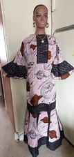 African Print And Lace Maxi Dress Women Ankara Lace Maxi Dress Brown/pink