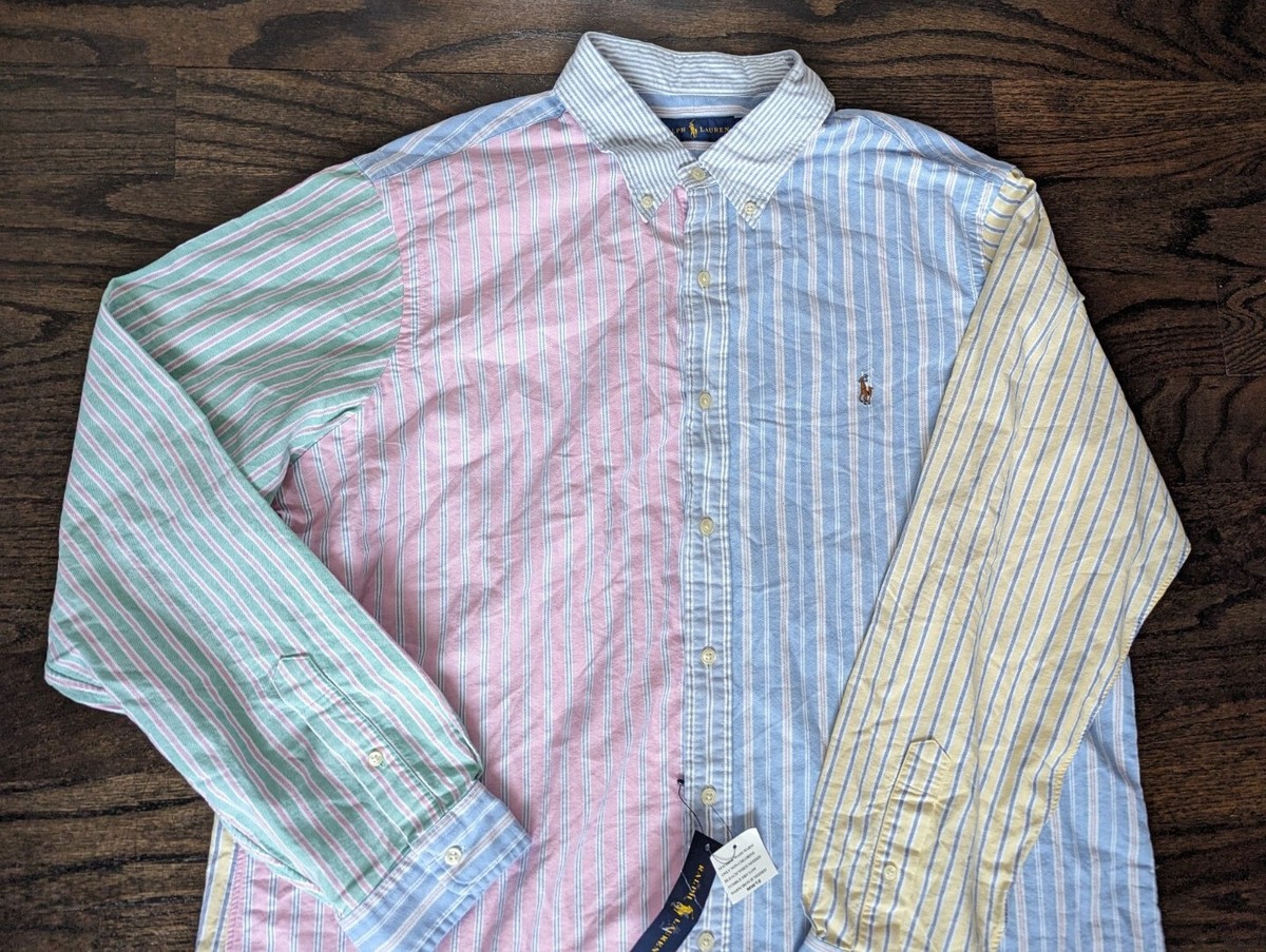 Mens Ralph Lauren Multi Color Striped Button Down Oxford Shirt Sz