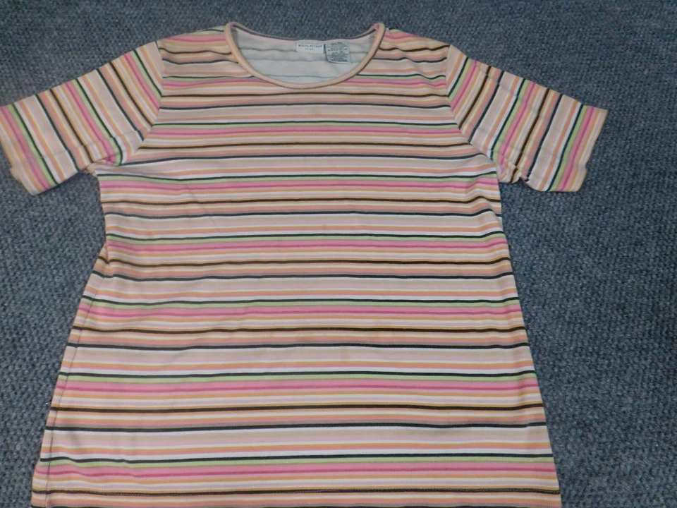 Blusa blanca ciervo mujer 16W Plus jersey a rayas elástico h Foto 2 de 4