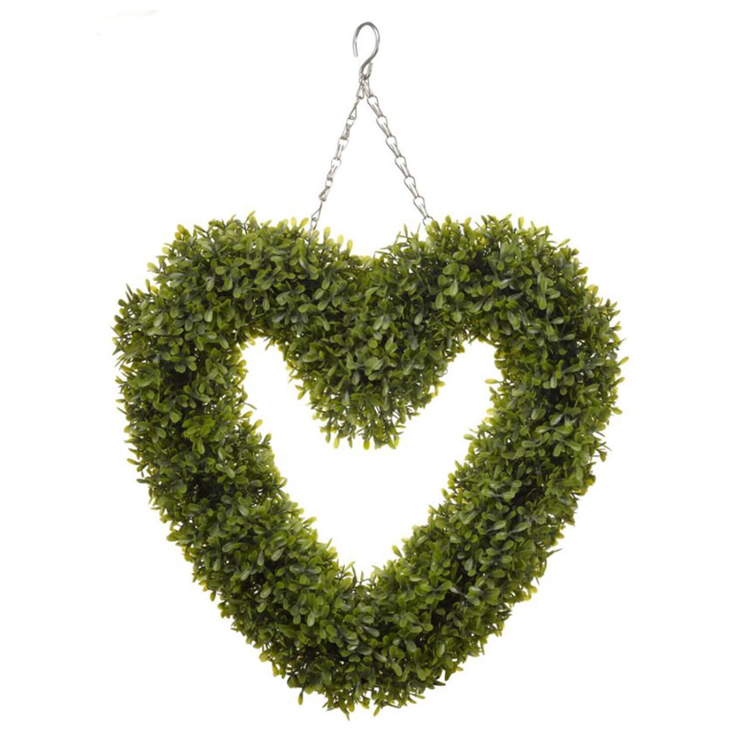 Artificial Flower Door Wreath Topiary Boxwood Heart Hanging Home Garden Decor