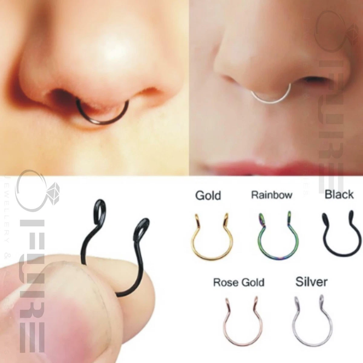 Fake Nose Ring Thin Extra Small 925 Sterling Seam Small Nose Hoop-Size  6mm,8mm | eBay