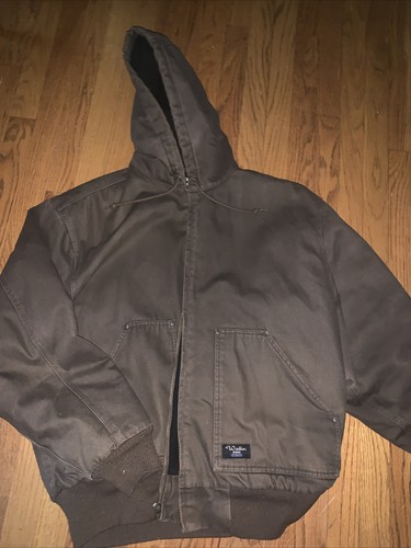 Walls Work Wear Lined Hood Men’s Size XL Chocolate Brown Hoodie Warm Jacket - Picture 3 of 9