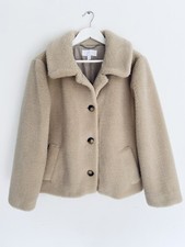 The White Company Neutral Beige Short Teddy Coat, Size M, Rrp £198, Euc