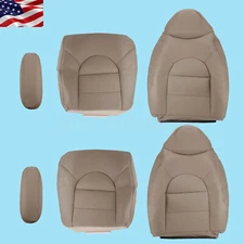 Front Bottom & Back Seat Cover & Armrest Cover Tan For 1999 2000 Ford F250 F350