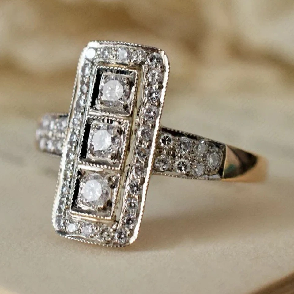 0.50 TCW Round Cut Moissanite Three Stone Engagement Ring 14K White Gold Plated - Image 2 of 4