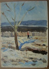 Ukrainian Soviet Oil Painting Landscape Nature winter