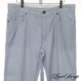 Ermenegildo Zegna Blue White Seersucker 5 Pocket Summer Euro Jeans Pants 34 NR