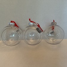 3 Pc 4  x4  Plastic Diy Christmas Open ball fillable ornaments