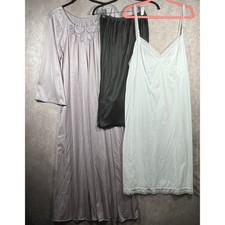Vintage Lot Of 3 Slip Dress Gown Slip Skirt Womens White Black Purple