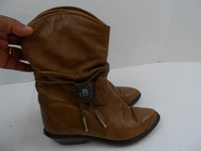 Vintage Zodiac Brown Leather Slouch Cowboy Women's Boot - Size 6