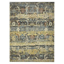 Hand Knotted Rug 12'x15'1" Coffee Brown Erased Birds Design Pure Wool 75827