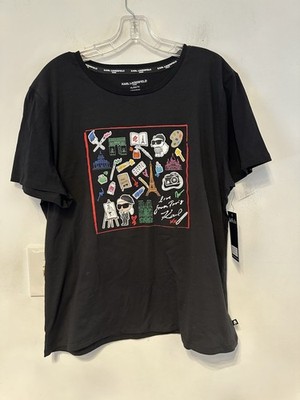 New Woman Karl Lagerfeld Paris Blouse Size xL Short Sleeve Black 