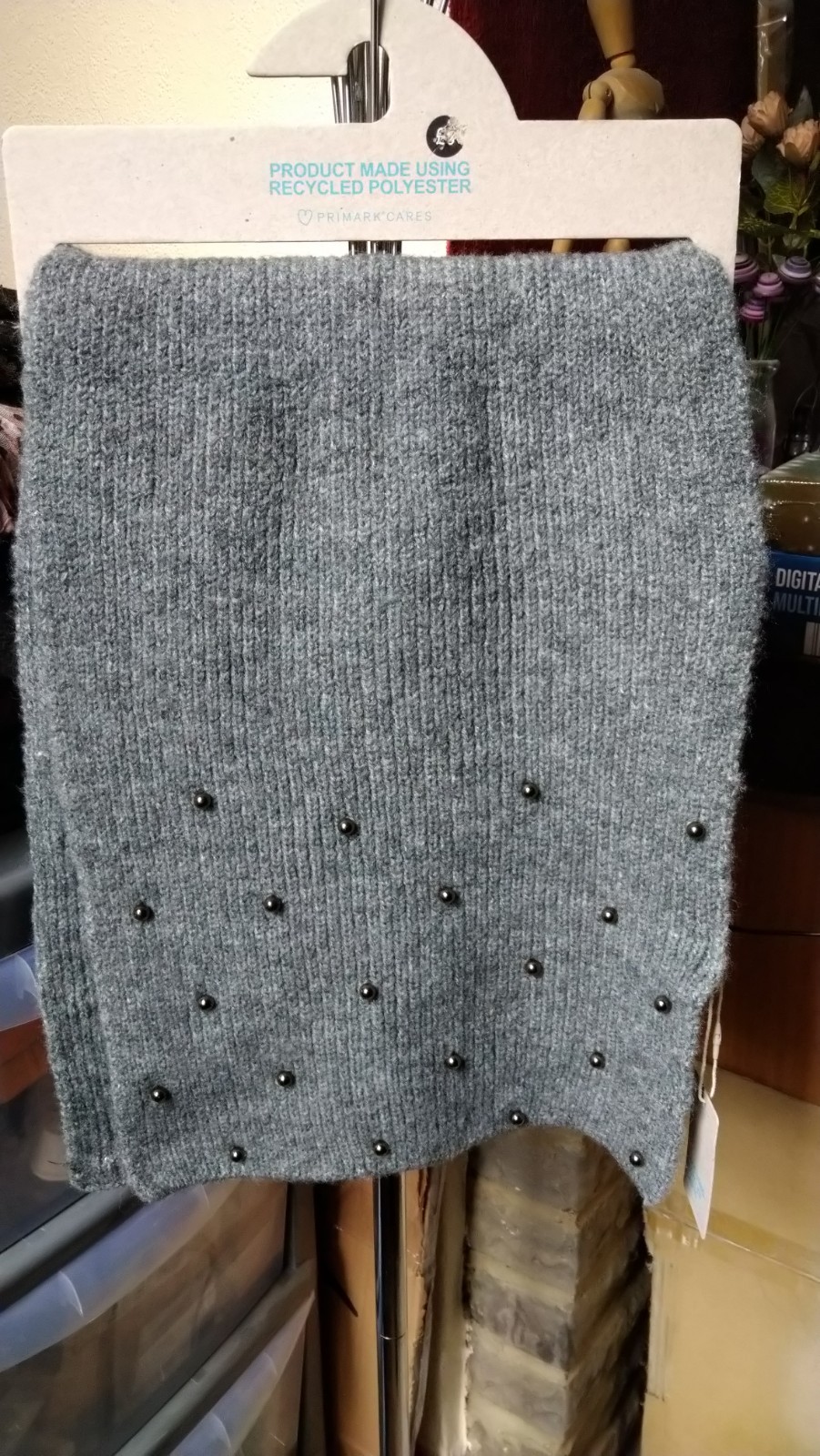 Women Grey Knitted Winter scarf