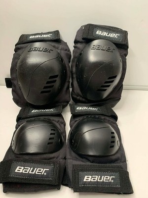 Bauer schwarz Inline Skating / Rollerblading gepanzerte Knie / Ellenbogenschoner medium
