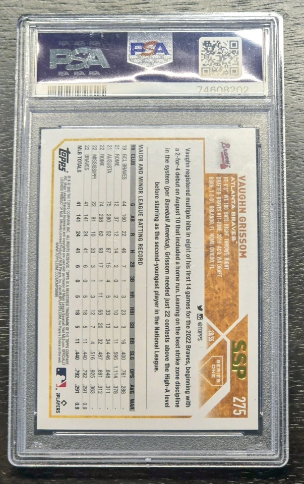 2023 Topps Series 1  Vaughn Grissom # Ssp Image Variation Golden Mirror PSA 10 - Image 2 of 2