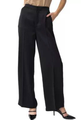 Adrienne Landau Black Wide Leg Knit Pants Size 8 NWT Elegant Style Spring Fall