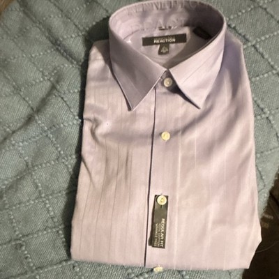 Kenneth Cole Reaction Dress Shirt Regular Fit Cotton Soft Lilac 16.5 34/35  Wrin | eBay