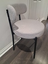 Dining Chairs Set of 4| Upholstered Teddy Boucle Fabric with Curved Back & Armre