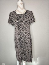 Lularoe Small Carly Dress Black Grey Stripes Hi Lo Swing - Discontinued Style!