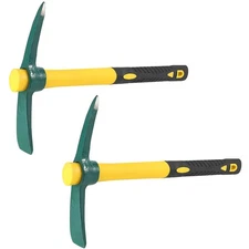 2 PCS 15 x 10 Inch Garden Pick, Heavy Duty Cutter Mattock Hoe with Fiberglass...