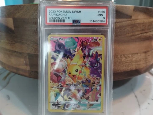 2023 pokemon swsh fa/pikachu crown zenith psa 9